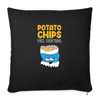Potato Chips Fixes Everything Potato Chips - Sofa pillowcase 17,3'' x 17,3'' (45 x 45 cm) - black - Front