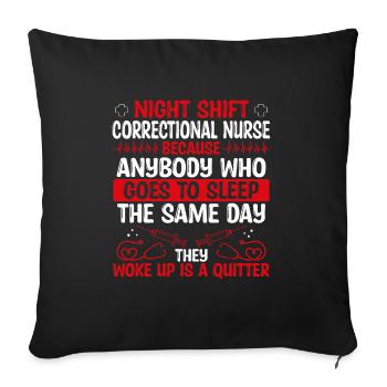 Infirmière correctionnelle de nuit - Housse de coussin décorative 45 x 45 cm - noir - Devant