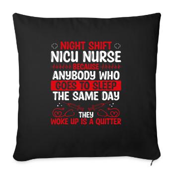 Night Shift Nicu Infirmière Infirmière - Housse de coussin décorative 45 x 45 cm - noir - Devant