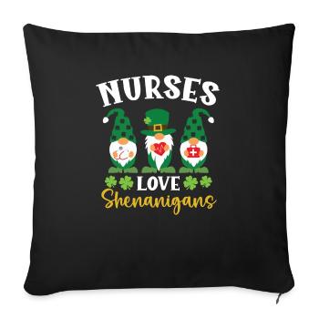 Les infirmières adorent les manigances de la Saint-Patrick irlandaise - Housse de coussin décorative 45 x 45 cm - noir - Devant