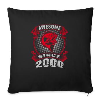 Awesome since 2000. Angel, Angler Geburtstag - Sofakissenbezug 45 x 45 cm - Schwarz - Vorne