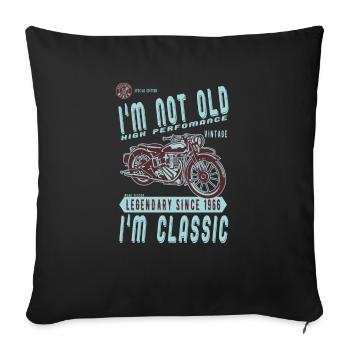 Je ne suis pas vieux, je suis classique. Anniversaire motard 1966 - Housse de coussin décorative 45 x 45 cm - noir - Devant