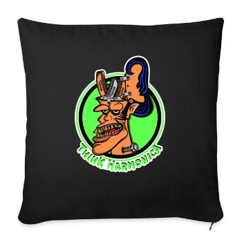 Mundharmonika-Stil Rat Fink Mundharmonikaspieler - Sofakissenbezug 45 x 45 cm - Schwarz - Vorne