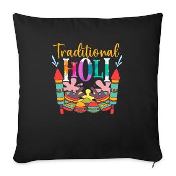Holi traditionnel Hindouisme Hindu Holi Festival - Housse de coussin décorative 45 x 45 cm - noir - Devant