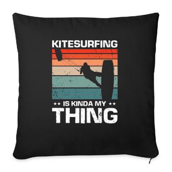 Le kitesurf c'est un peu mon truc Kite Kiteboarder - Housse de coussin décorative 45 x 45 cm - noir - Devant