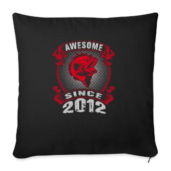 Awesome since 2012. Angel, Angler's Birthday - Sofa pillowcase 17,3'' x 17,3'' (45 x 45 cm) - black - Front