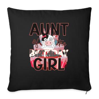 Tante de l’anniversaire Fille Ferme Vache Tante Matching - Housse de coussin décorative 45 x 45 cm - noir - Devant