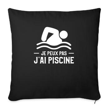 Je Peux Pas J'ai Piscine Natation Nageur - Housse de coussin décorative 45 x 45 cm - noir - Devant