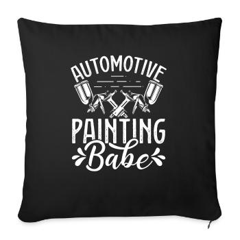 Automobile Voiture Femmes Détaillant de voiture Pulvérisateur de véhicule - Housse de coussin décorative 45 x 45 cm - noir - Devant