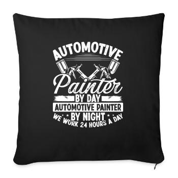 Peintre automobile Pulvérisateur de véhicule 24 heures sur 24 - Housse de coussin décorative 45 x 45 cm - noir - Devant