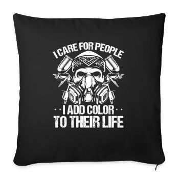Le véhicule ajoute de la couleur à la vie Peinture automobile - Housse de coussin décorative 45 x 45 cm - noir - Devant