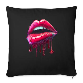 tropfende Lippen - Sofakissenbezug 45 x 45 cm - Schwarz - Vorne