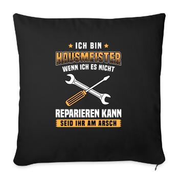 Schulhausmeister Hausverwalter Hausmeister - Sofakissenbezug 45 x 45 cm - Schwarz - Vorne