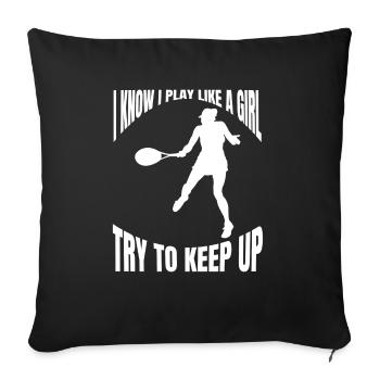 Tennis Tennis Player Girls Tennis Club Woman - Sofa pillowcase 17,3'' x 17,3'' (45 x 45 cm) - black - Front