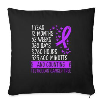 1 an de mouvement de ruban sans cancer du testicule - Housse de coussin décorative 45 x 45 cm - noir - Devant