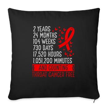 2 ans de mouvement de ruban sans cancer de la gorge - Housse de coussin décorative 45 x 45 cm - noir - Devant