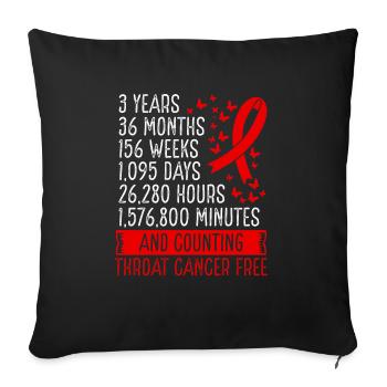 Mouvement du ruban sans cancer de la gorge de 3 ans - Housse de coussin décorative 45 x 45 cm - noir - Devant