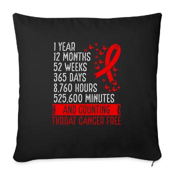 Mouvement du ruban sans cancer de la gorge de 1 an - Housse de coussin décorative 45 x 45 cm - noir - Devant