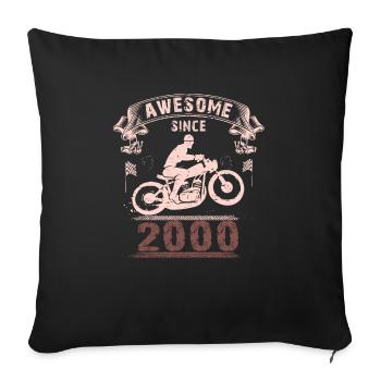 Awesome since 2000, Biker 23. Geburtstag - Sofakissenbezug 45 x 45 cm - Schwarz - Vorne