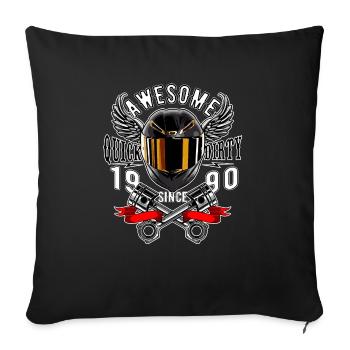 Awesome since 1990, biker's birthday - Sofa pillowcase 17,3'' x 17,3'' (45 x 45 cm) - black - Front