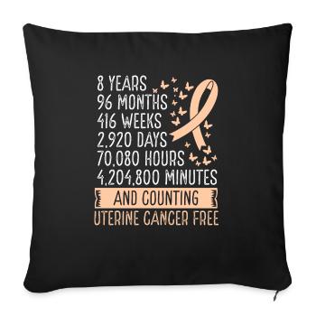 8 ans de mouvement de ruban sans cancer de l’utérus - Housse de coussin décorative 45 x 45 cm - noir - Devant