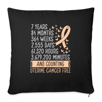 Mouvement du ruban sans cancer de l’utérus de 7 ans - Housse de coussin décorative 45 x 45 cm - noir - Devant