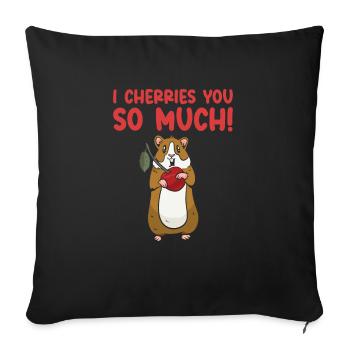 Mignon animal hamster cerise nourriture pour animaux de compagnie - Housse de coussin décorative 45 x 45 cm - noir - Devant