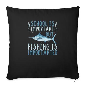 Enfants Chemise de pêche Jeunes Jeunes Amateurs de poisson - Housse de coussin décorative 45 x 45 cm - noir - Devant