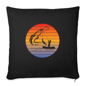 Hameçons Pêche Pêche Pêche Pêche Pêche - Housse de coussin décorative 45 x 45 cm - noir - Devant