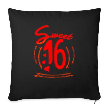 16 - Sweet Sixteen - Housse de coussin décorative 45 x 45 cm - noir - Devant