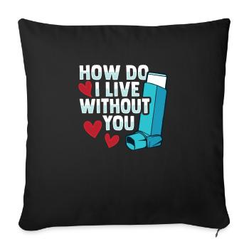 Albuterol Asthme Astmatiste - Housse de coussin décorative 45 x 45 cm - noir - Devant