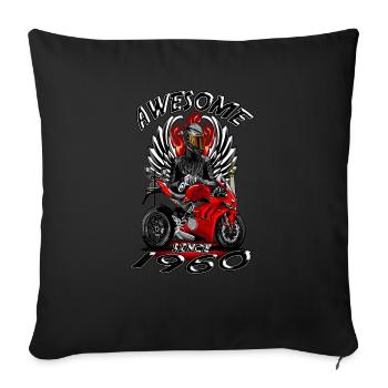 Awesome since 1960, biker's birthday - Sofa pillowcase 17,3'' x 17,3'' (45 x 45 cm) - black - Front