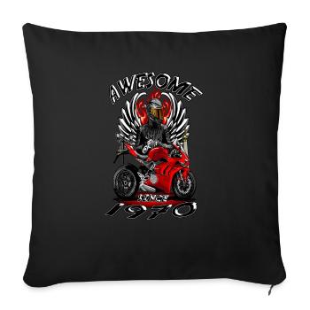 Génial depuis 1970, anniversaire du motard - Housse de coussin décorative 45 x 45 cm - noir - Devant