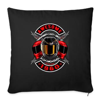 Awesome since 1960, biker's birthday - Sofa pillowcase 17,3'' x 17,3'' (45 x 45 cm) - black - Front