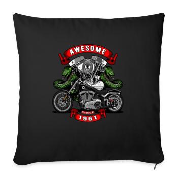 Awesome since 1961, biker's birthday - Sofa pillowcase 17,3'' x 17,3'' (45 x 45 cm) - black - Front