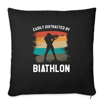 Retro Easily Distracted By Biathlon Biathlete - Sofa pillowcase 17,3'' x 17,3'' (45 x 45 cm) - black - Front