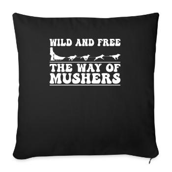 Alaska Mushing Dog Mushers Huskies - Sofa pillowcase 17,3'' x 17,3'' (45 x 45 cm) - black - Front