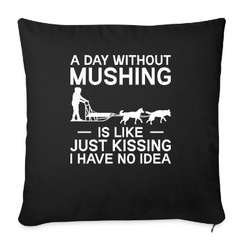Alaska Mushing Dog Mushers Huskies - Sofa pillowcase 17,3'' x 17,3'' (45 x 45 cm) - black - Front