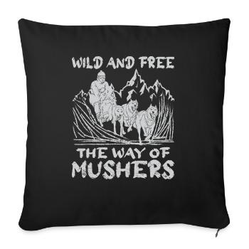 Alaska Mushing Dog Mushers Huskies - Sofa pillowcase 17,3'' x 17,3'' (45 x 45 cm) - black - Front