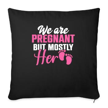 Nous sommes enceintes mais surtout son look de partenaire de naissance - Housse de coussin décorative 45 x 45 cm - noir - Devant