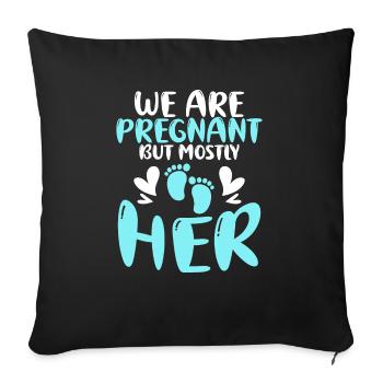 Nous sommes enceintes mais surtout son look de partenaire de naissance - Housse de coussin décorative 45 x 45 cm - noir - Devant