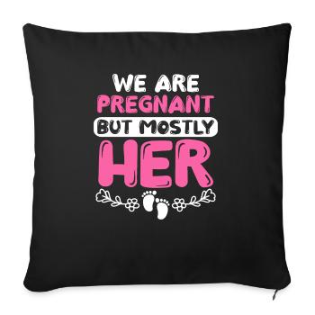 Nous sommes enceintes mais surtout son look de partenaire de naissance - Housse de coussin décorative 45 x 45 cm - noir - Devant