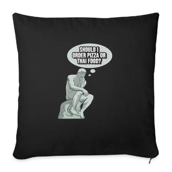 Thinker Statue Pizza Design for a Philosopher - Sofa pillowcase 17,3'' x 17,3'' (45 x 45 cm) - black - Front
