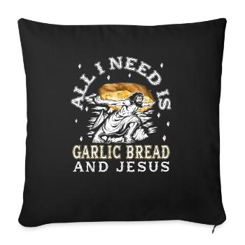 Funny Garlic Bread Jesus - Garlic Bread - Sofa pillowcase 17,3'' x 17,3'' (45 x 45 cm) - black - Front