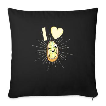 Funny Garlic Bread Heart Design - Sofa pillowcase 17,3'' x 17,3'' (45 x 45 cm) - black - Front