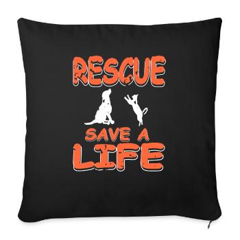 Rescue Save A Life Retro Animal Protection Lover - Sofa pillowcase 17,3'' x 17,3'' (45 x 45 cm) - black - Front