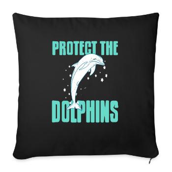 Protégez les dauphins Retro Ocean Animal Lover - Housse de coussin décorative 45 x 45 cm - noir - Devant