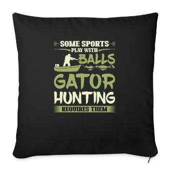 La chasse au gator nécessite des balles, un drôle d’alligator - Housse de coussin décorative 45 x 45 cm - noir - Devant