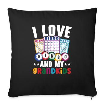 J’adore le bingo et mes petits-enfants Casino Bingo Grand-mère - Housse de coussin décorative 45 x 45 cm - noir - Devant