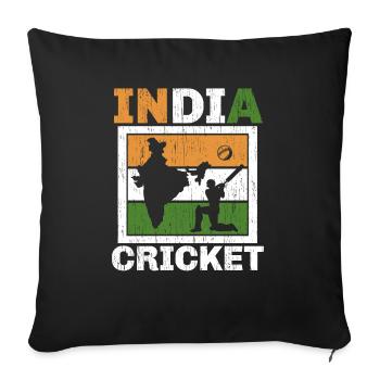 India Cricket Player Cricketer Bat And Ball Sport - Sofa pillowcase 17,3'' x 17,3'' (45 x 45 cm) - black - Front